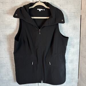 Chico’s women nylon vest black large collar zip front pockets outdoor plus size